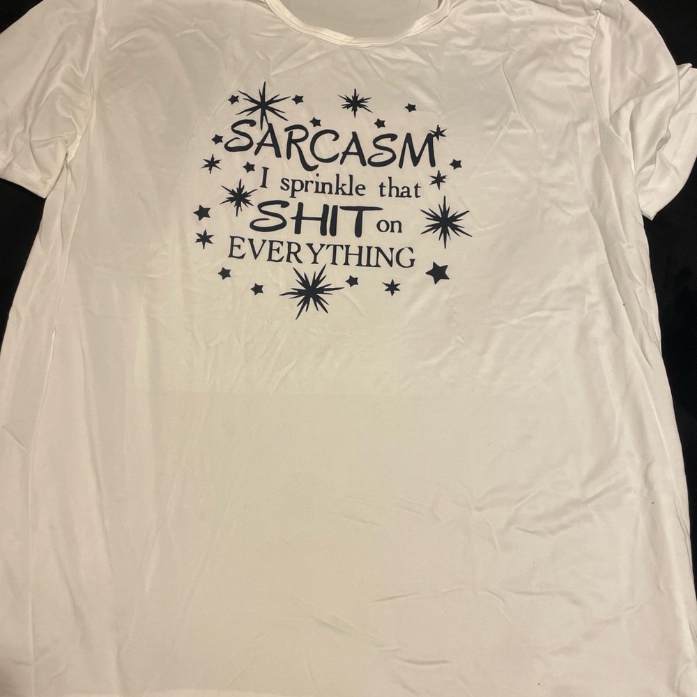 White Graphic Tee with Sarcasm Print